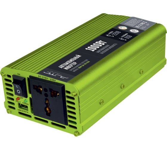 Изображение товара Автомобильный инвертор QUMO преобразователь постоянного тока 12В в переменный ток 220В, модель QAI-902-1000 Inv 002 , максимальная выходная мощность 1000Вт, встроенный разъем USB 33796