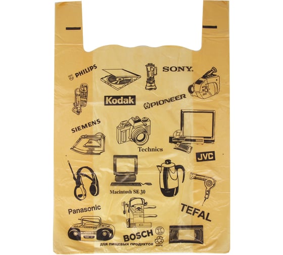 Изображение товара Пакет-майка ОФИСМАГ 50 шт., 44+18x68 см, ПНД, Электрон, желтый, 25 мкм 600262