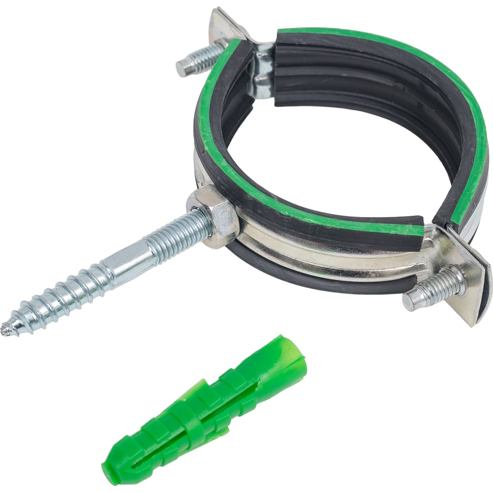 Изображение товара Трубный хомут КРЕП-КОМП 2 М8 для труб 65 мм металлический с оцинком