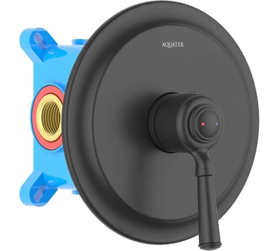 Изображение товара Смеситель для душа Aquatek КЛАССИК внешняя и скрытая часть, матовый черный AQ1566MB 00000135280