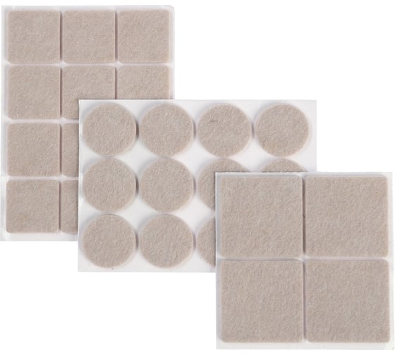 Изображение товара Набор мебельных войлочных накладок ТУНДРА 28 шт., 2,5x2,5; d=2,5; 3,8x3,8, цвет рисовый 9938807