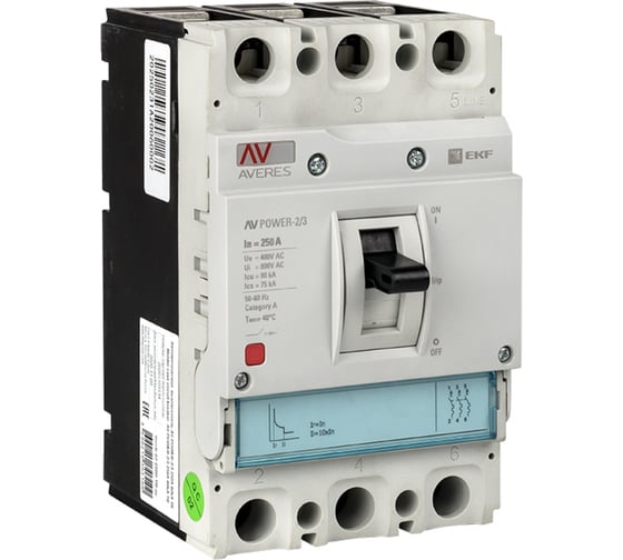 Изображение товара Автоматический выключатель EKF AV POWER-2/3 250А 35kA TR 1 шт. mccb-23-250-TR-av