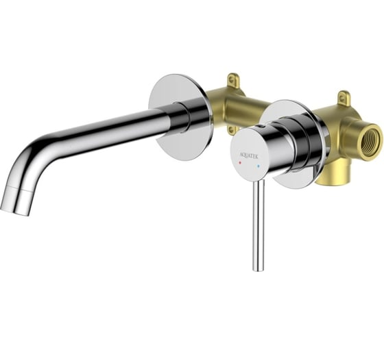 Изображение товара Смеситель для раковины Aquatek ЕВРОПА настенный, 2 отверстия, внешняя и скрытая часть AQ1313CR 00000135170