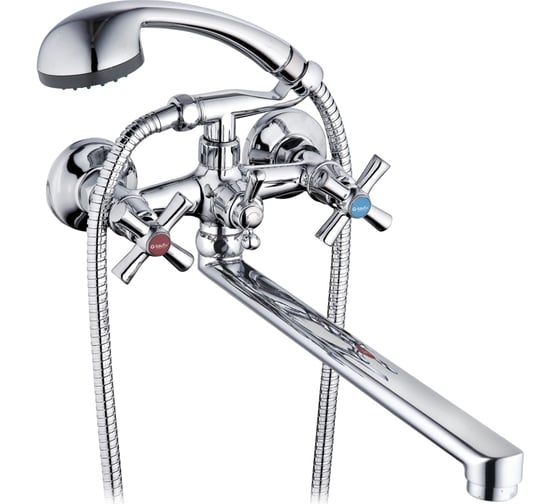 Изображение товара Смеситель для ванны G-lauf с длинным поворотным изливом 360 градусов, с душевой лейкой, хром QFR7-C827