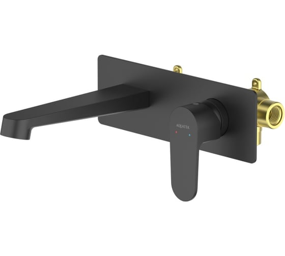 Изображение товара Смеситель для раковины Aquatek ОБЕРОН настенный, внешняя и скрытая часть, матовый черный AQ1213MB 00000135139