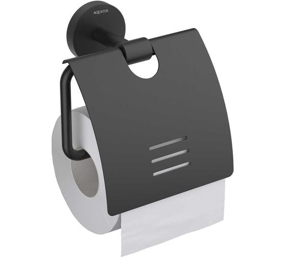 Изображение товара Бумагодержатель Aquatek БЕТТА с крышкой, матовый черный AQ4609MB 00000135687