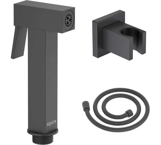 Изображение товара Гигиенический ручной душ AQUATEK со шлангом 120 см и держателем, матовый черный AQ2053MB 00000135475