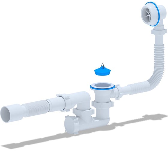Изображение товара Сифон для ванны АНИ Пласт плоский 1 1/2''x40 гофр 40х50 ЕМ701 025-0695