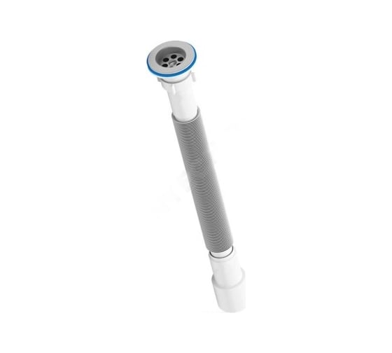 Изображение товара Сифон умывальника/мойки АНИ Пласт гофрированный 1 1/2x50 удлиненный нержавеющая сетка G115 025-0560