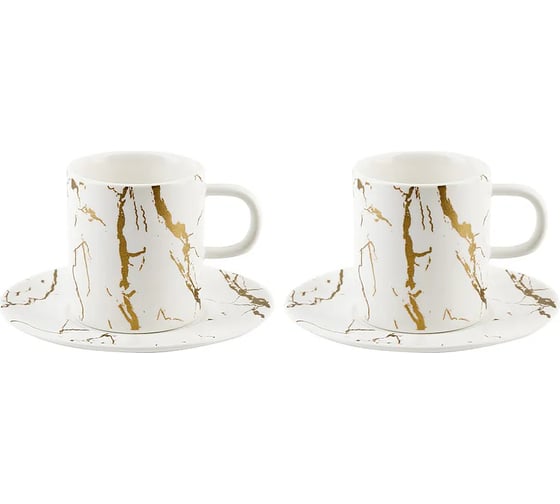 Изображение товара Кофейный набор Nouvelle 4 предмета, на 2 персоны, белый мрамор, 100 мл 0880049