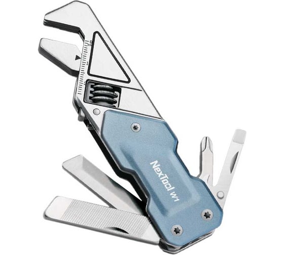 Изображение товара Мультитул-ключ NexTool Xiaomi Light Wrench W1 с набором бит, 6 функций, голубо-серый NE20270