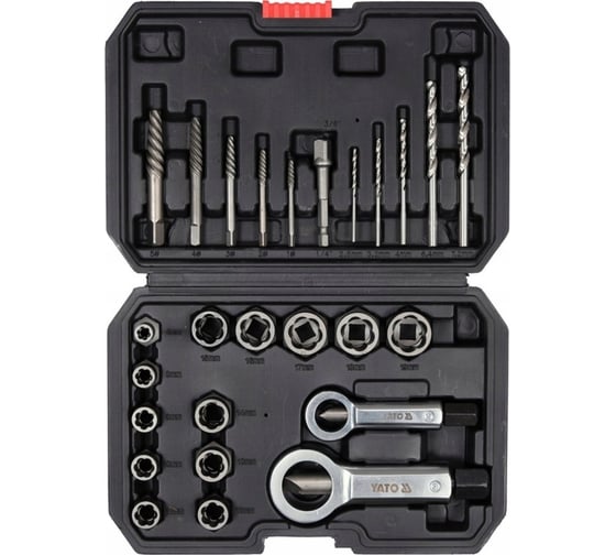 Изображение товара Набор головок для скрученных гаек YATO 26 предметов (пластиковый кейс) YT-06037