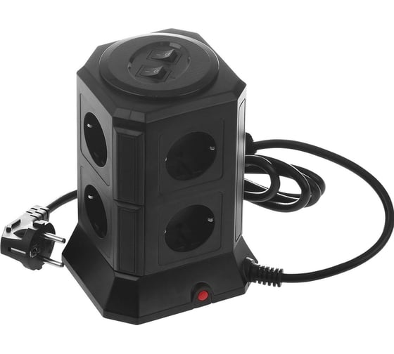 Изображение товара Сетевой фильтр QUMO Power Tower Pro 8SP4U P-0002, 8 розеток, 2200 Вт, 10A, кабель 2м 3*1 мм чистая медь, пожаробезопасный пластик, евровилка, 4 USB порта 4.5A суммарно 30557