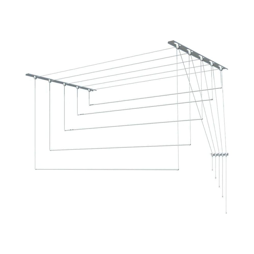 Изображение товара Потолочная сушилка для белья LDN Лиана 1.5 м, 5 стержней, сталь, белая