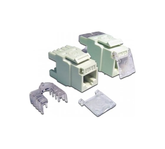 Изображение товара Вставка Keystone LANMASTER RJ-45, категория 6, белая, со встроенной шторкой, 180 градусов, LAN-OK45U6/180P-WH
