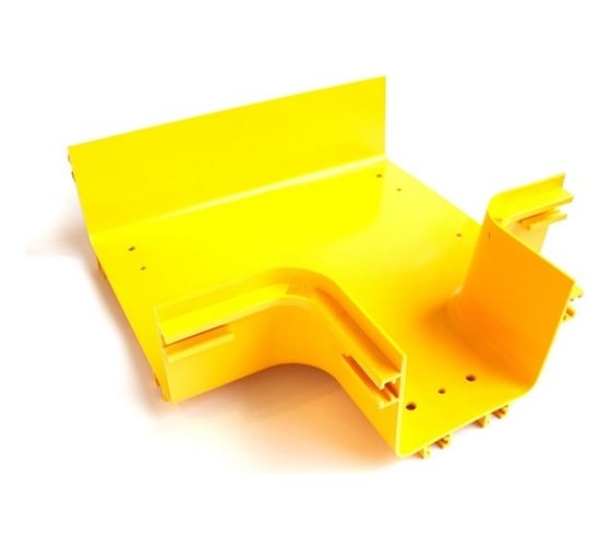 Изображение товара Горизонтальный отвод с лотка LANMASTER 600 мм на лоток 360 мм, монтаж без соединителей, желтый LAN-OT600-HT360/NC