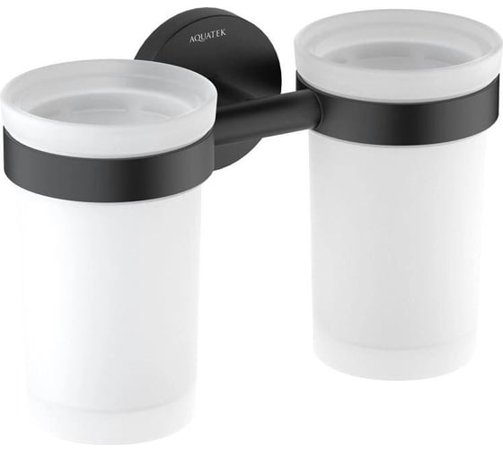 Изображение товара Стакан с держателем двойной AQUATEK ЕВРОПА матовый черный AQ4117MB 00000135519