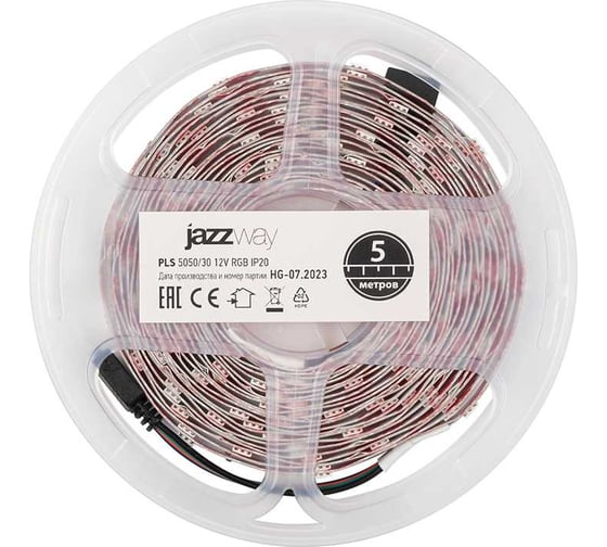 Изображение товара Светодиодная лента Jazzway PLS 5050/30-12В RGB 7.2Вт/м разноцветный IP20 (упаковка 5м) 327620