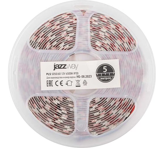 Изображение товара Светодиодная лента Jazzway PLS 5050/60-12В 14.4Вт/м 6500К холодный белый IP20 (упаковка 5м) 1000972