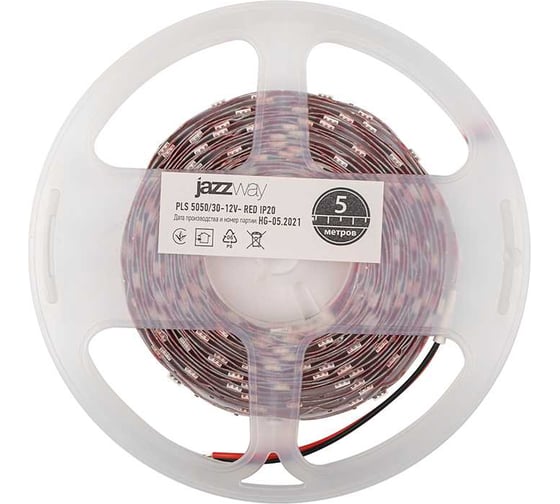 Изображение товара Светодиодная лента Jazzway PLS 5050/30-12В Red 7.2Вт/м красный IP20 (упаковка 5м) 327606