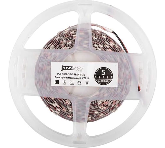 Изображение товара Светодиодная лента Jazzway PLS 5050/30-12В Green 7.2Вт/м зеленый IP20 (упаковка 5м) 327583