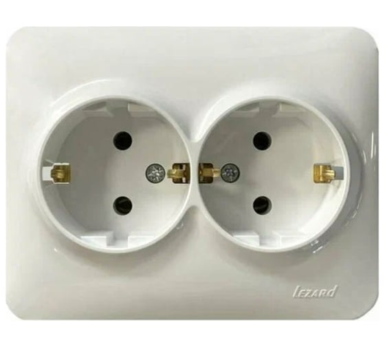 Изображение товара Розетка LEZARD KARINA LIFE двойная с/з ПБТ белая 708-0200-127B