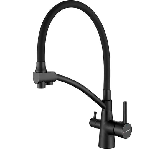 Изображение товара Смеситель Ledeme кухня с выходом для питьевой воды, гибкий шланг, черный/хром L4855B-2 65898