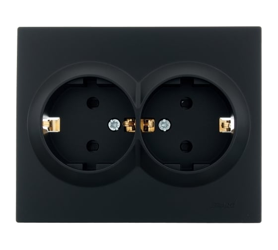 Изображение товара Розетка LEZARD VESNA двойная с защитой от детей ПБТ чёрный бархат 742-4200-178B