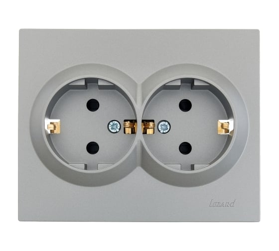 Изображение товара Розетка LEZARD VESNA двойная с защитой от детей ПБТ платина 742-3500-178B