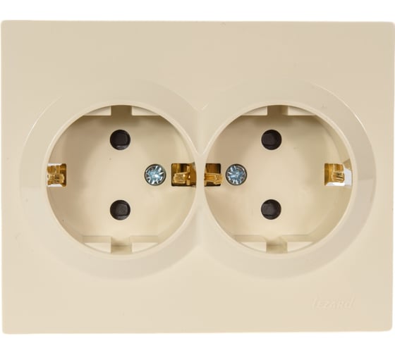Изображение товара Розетка LEZARD VESNA двойная с защитой от детей ПБТ крем 742-0300-178B