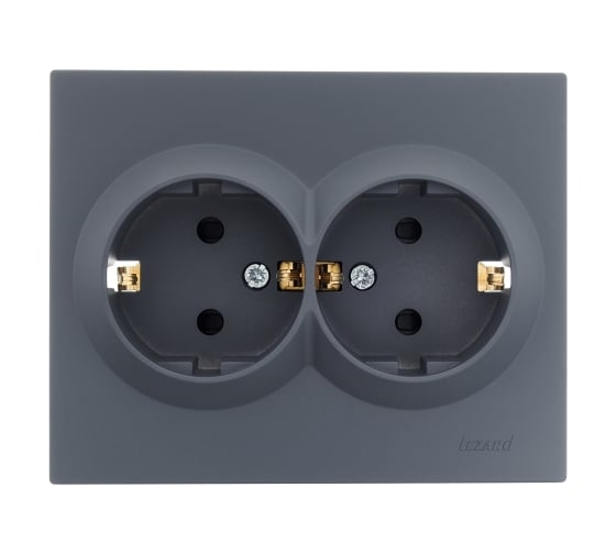 Изображение товара Розетка LEZARD VESNA двойная с защитой от детей ПБТ графит 742-3400-178B