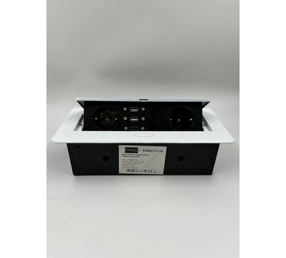 Изображение товара Встраиваемая выдвижная розетка Inrior на 2 ЕВРО, 2 USB, 2 RJ45 и HDMI, ETERSSO TORO-77-10