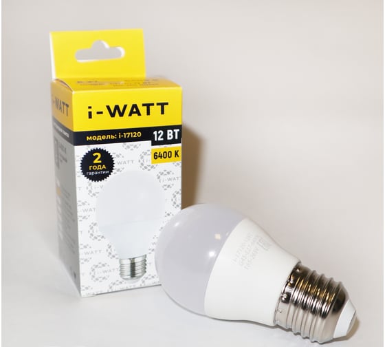 Изображение товара Светодиодная лампа I-WATT 12Вт 6400К 165-265V G45 E27 шар i-17120