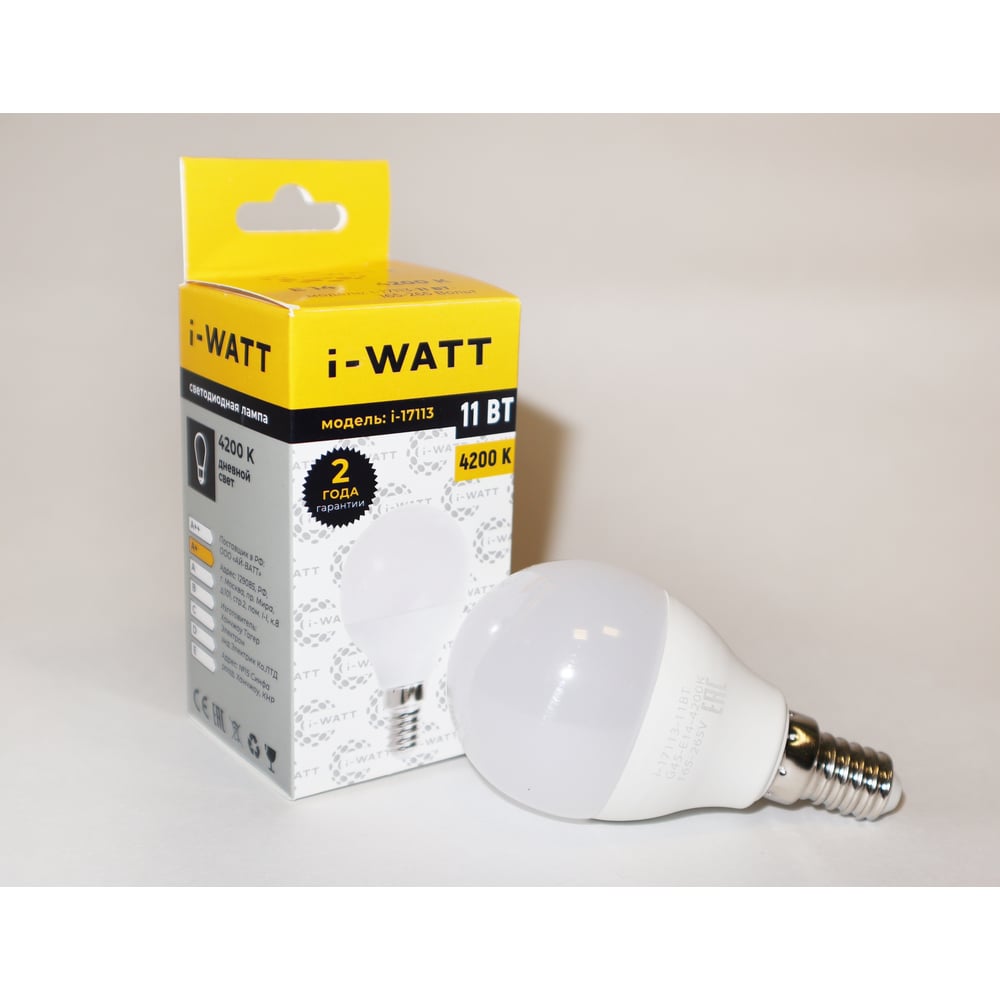 Изображение товара Светодиодная лампа I-WATT 11Вт 4200К E14 G45