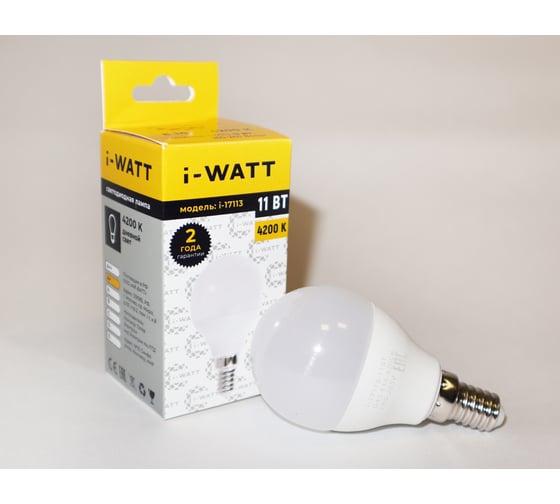 Изображение товара Светодиодная лампа I-WATT 11Вт 4200К 165-265V G45 E14 шар i-17113