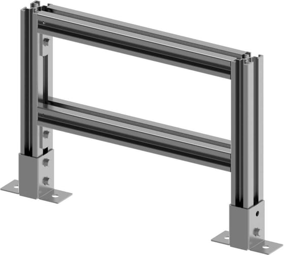 Изображение товара Рама напольная двойная LANMASTER из алюминиевого профиля, высота 300мм, ширина 200мм LAN-MT-BTS200-AL