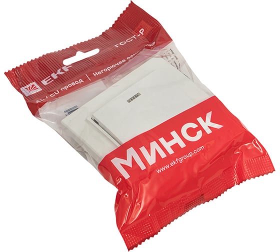 Изображение товара 1-клавишный выключатель EKF Минск СП, с индикатором 10А, белый Basic ERV10-121-10