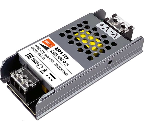 Изображение товара Блок питания для светодиодной ленты Jazzway 60Вт 5А 12В IP20 BSPS 5024328