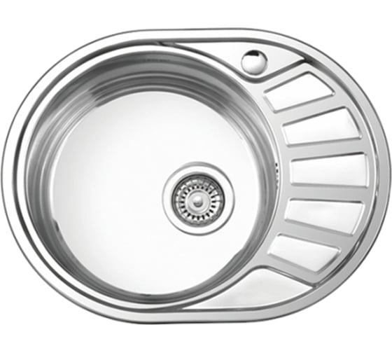 Изображение товара Мойка врезная овальная Ledeme L75745-6L 570х450х170 мм (0,6мм), выпуск 3 1/2", левая, матовая 869456