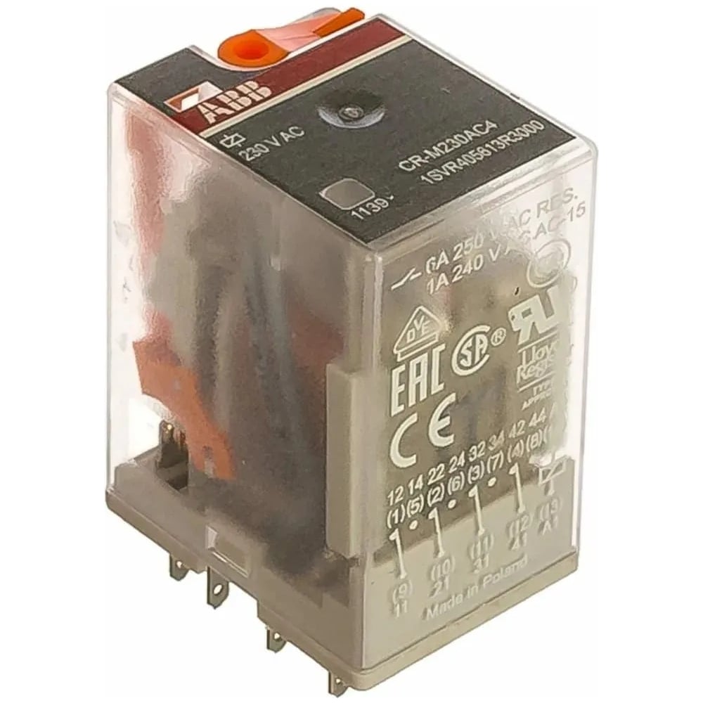 Изображение товара Промежуточное реле ABB CR-M230AC4 6A 220В 4ПК без индикации