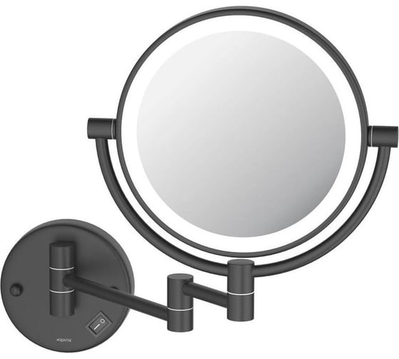 Изображение товара Зеркало косметическое настенное с подсветкой AQUATEK 5х, матовый черный AQ4912MB 00000135724