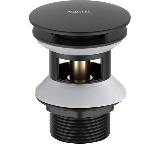 Изображение товара Сливной набор для раковины AQUATEK Push-open с переливом, крышка круглая, матовый черный AQ6002MB 00000135503