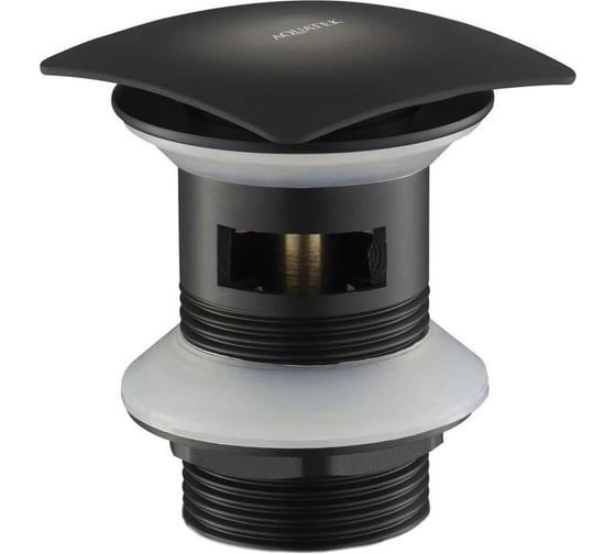 Изображение товара Сливной набор для раковины AQUATEK Push-open с переливом, крышка квадратная, матовый черный AQ6004MB 00000135505