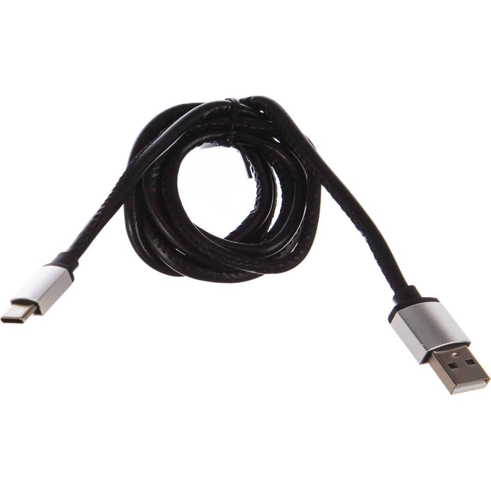 фото Кабель intro usb typec, leather, 1.2м, черный б0035661