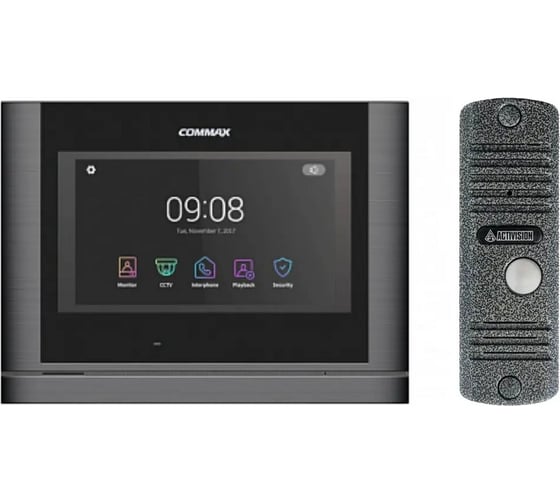 Изображение товара Комплект видеодомофона и вызывной панели COMMAX CDV-704mf (Темное серебро Black smog) / AVC 305 (Серебро) CDV-704mf(DarksilverBlackSmog)/AVC305S