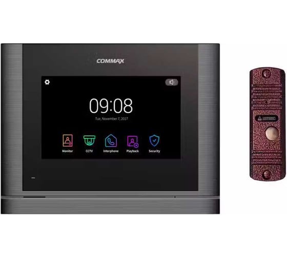 Изображение товара Комплект видеодомофона и вызывной панели COMMAX CDV-704mf (Темное серебро Black smog) / AVC 305 (Медь) CDV-704mf(DarksilverBlackS)/AVC305