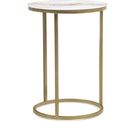Изображение товара Журнальный стол Woodville Иберис круглый белый / золото 500012