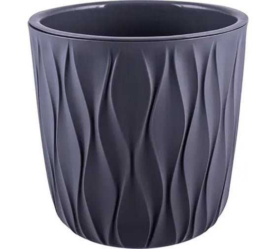 Изображение товара Горшок для цветов Полимербыт Desert 2,3 л, с дренажной вставкой, d157, h152 мм, серый 438640500