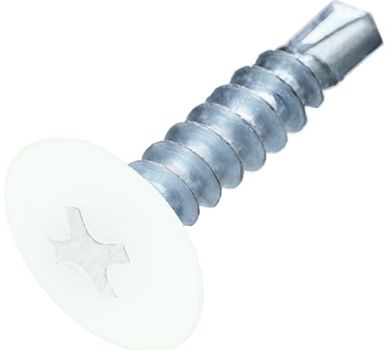 Изображение товара Саморез Стройметиз 4,2x19 металл-металл с прессшайбой, сверло, RAL 9003, 30 шт, европодвес 00000012692 253019130