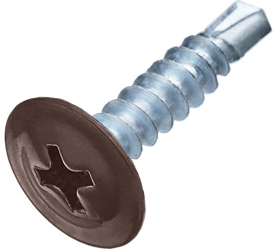 Изображение товара Саморез Стройметиз 4,2x19 металл-металл с прессшайбой, сверло, RAL 8017, 30 шт, европодвес 00000011762 253020130